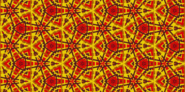 istock Textured African pattern ; graphic design ;  geometric shapes ; orange, red, golden yellow and black colors ; llustration 1460457761