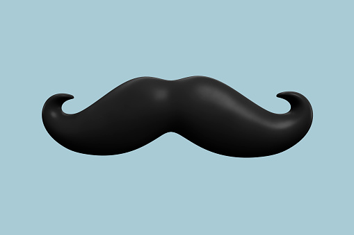 Mustache icon on blue background. 3d rendering