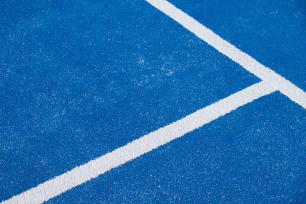 istock Lines on a blue paddle tennis court with artificial grass 1460466180