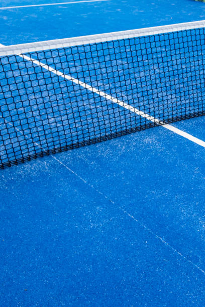 istock blue paddle tennis court, net view 1460469455