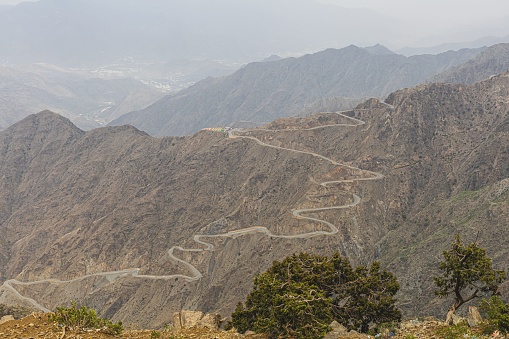 A beautiful view of the valley in Sawda mountains, Abha, Asir, Saudi Arabia