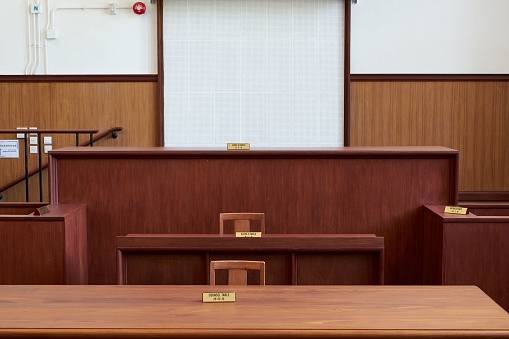 The interior of a court in Former Fanling Magistracy, Fanling, New Territories, Hong Kong