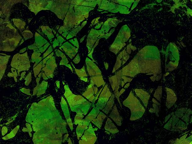 istock Messy greenish yellow grunge graphic art 1460471130