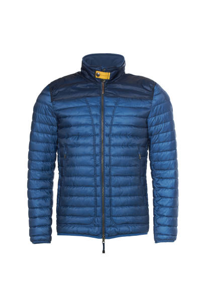 istock Vertical shot of a blue puffy coat isolated on a white backgrou 1460471260