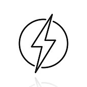 istock Power - lightning. Icon with reflection on white background 1460473053