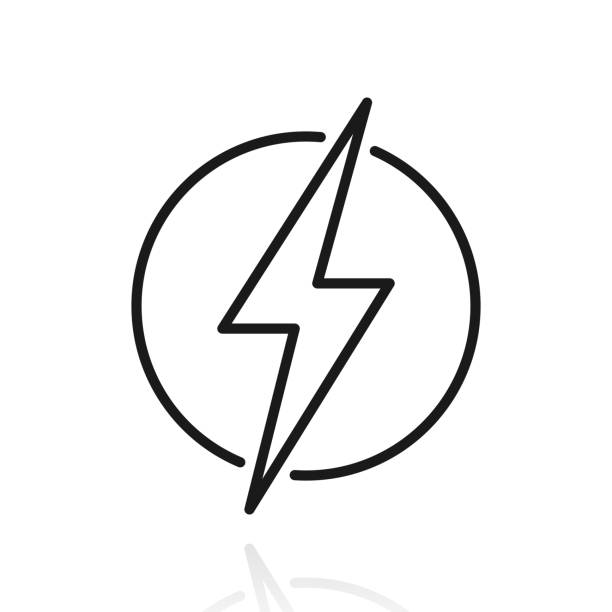 Power - lightning. Icon with reflection on white background Icon of "Power - lightning" with its reflection and isolated on a blank background. Vector Illustration (EPS file, well layered and grouped). Easy to edit, manipulate, resize or colorize. Vector and Jpeg file of different sizes. electrical outlet white background stock illustrations