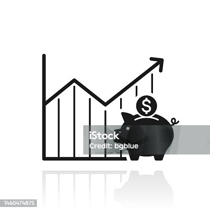istock Chart of increased dollar savings. Icon with reflection on white background 1460474875