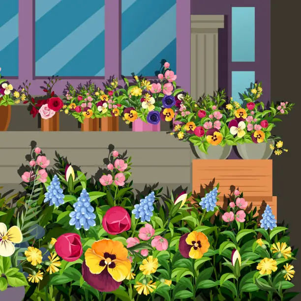 Vector illustration of Beautiful Modern Flower Shop