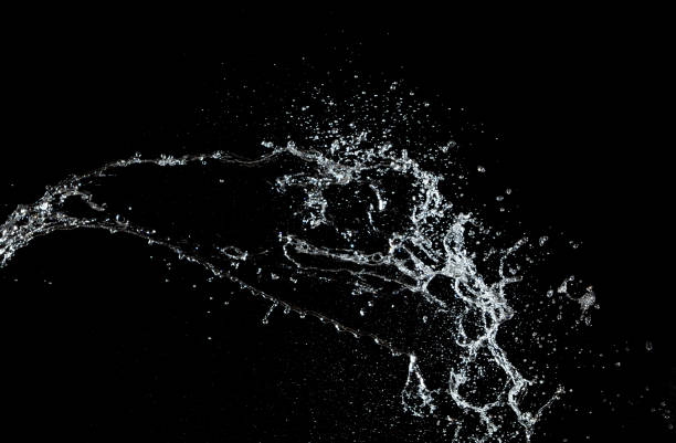 istock Shape form throw of Water splashes into drop water attack fluttering in air and stop motion freeze shot. Splash Water for explosion texture graphic resource elements, black background isolated 1460481137