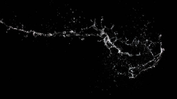 istock Shape form throw of Water splashes into drop water attack fluttering in air and stop motion freeze shot. Splash Water for explosion texture graphic resource elements, black background isolated 1460481295