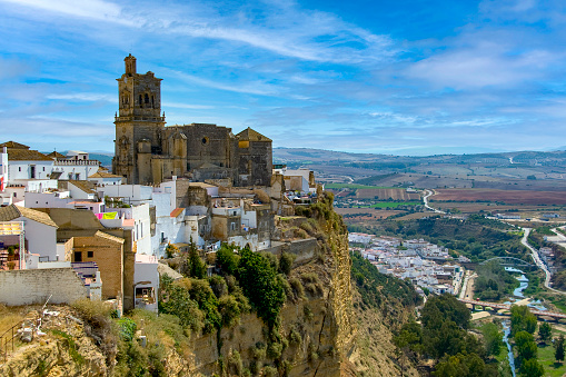 Arcos de la Frontera, one of the Pueblos Blancos in Andalusia. Situated on a cliff with a beautiful view over the surroundings.
