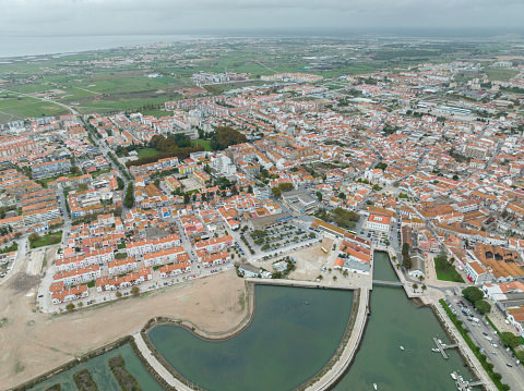 Montijo Cityscape in Portugal. Drone Point of View