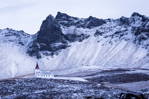 Winter Icelandic landscape small village of Vik Southern Iceland Northern Europe