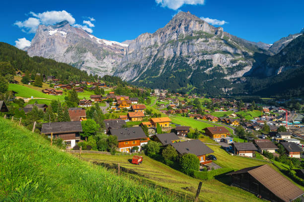 istock Beautiful mountain resort view with high mountains in background, Grindelwald 1460488977