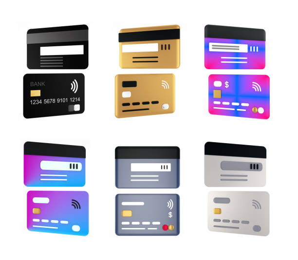 Credit and debit cards set isolated on white background