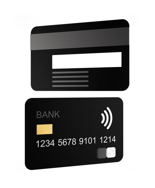 istock Black credit card isolated on white background 1460493001