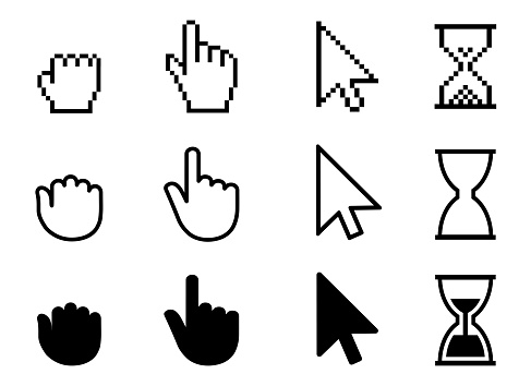 Set of flat cursor icons, different mouse sign  stock vector
