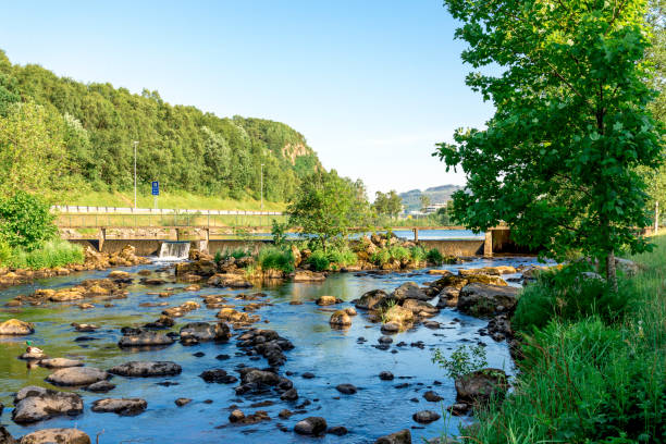 istock Multiple rocks in front of a small dam on a river near Algard town 1460499238