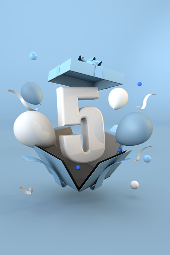 istock Blue number 5 a happy birthday concept. 3d render 1460503550
