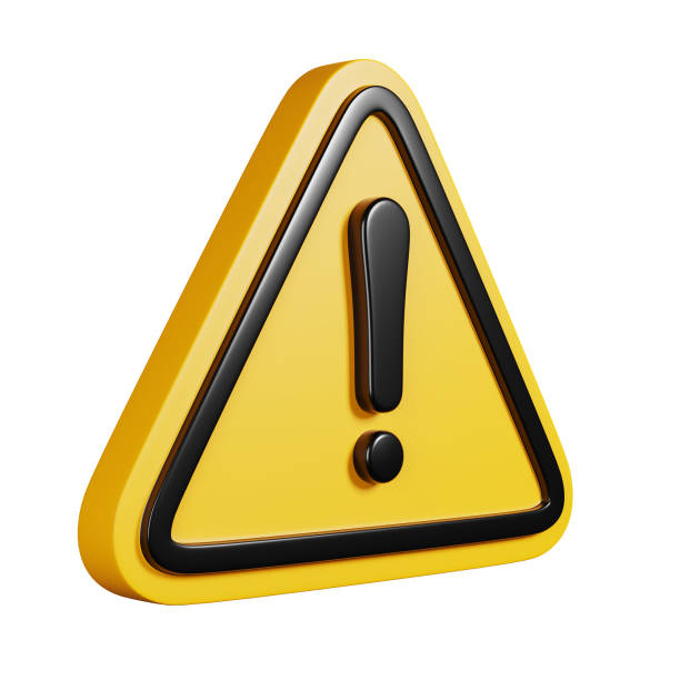 istock Exclamation mark in yellow triangle, symbol isolated on white background 1460508758