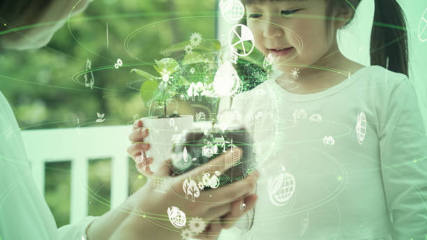 istock Environmental technology concept. Green tech. Education of child. Sustainable development goals. SDGs. 1460509559