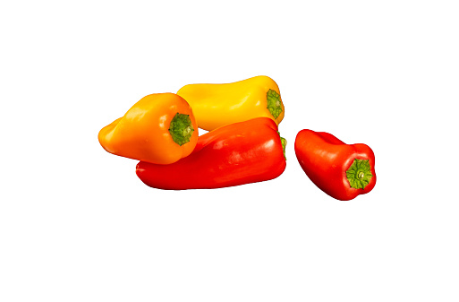 Group of colorful paprika isolate on white background.