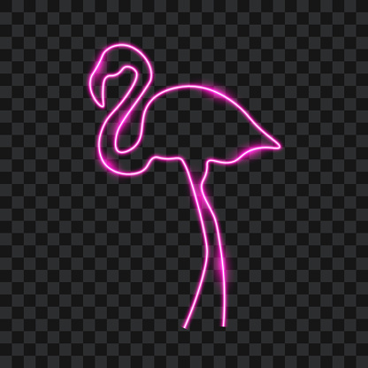Flamingo neon sign, isolated on transparent background, vector illustration.