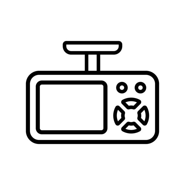 drive recorder-gliederungsvektorsymbol isoliert auf weißem hintergrund. drive recorder-liniensymbol für web-, mobile- und ui-design - filming point of view illustrations stock-grafiken, -clipart, -cartoons und -symbole
