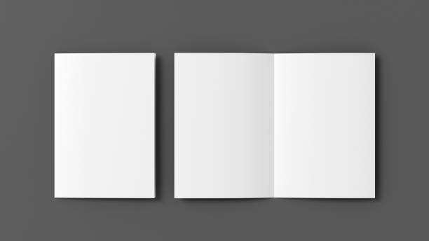 istock Half-folded flyer A4 booklet mock up on gray background 1460516362