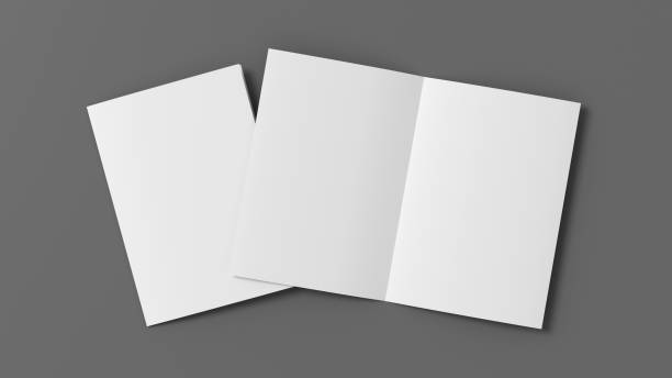 istock Half-folded flyer A4 booklet mock up on gray background 1460516551