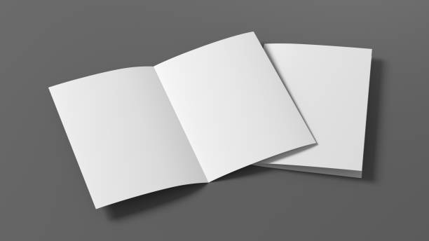 istock Half-folded flyer A4 booklet mock up on gray background 1460516608