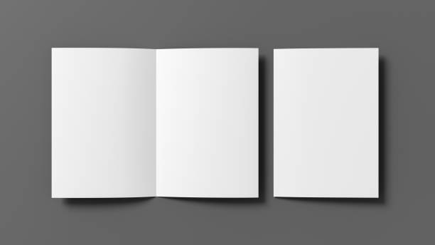 istock Half-folded flyer A4 booklet mock up on gray background 1460517265