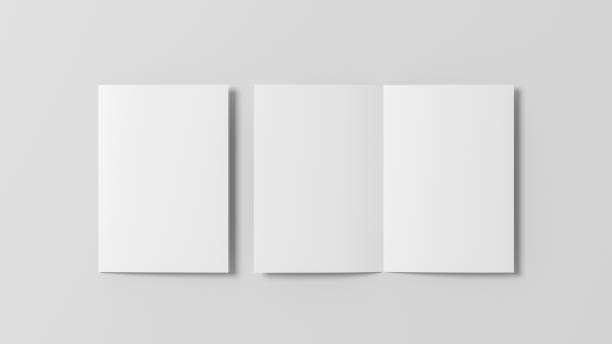 istock Half-folded flyer A4 booklet mock up on white background 1460517628