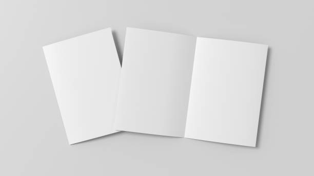 Half-folded flyer A4 booklet mock up on white background