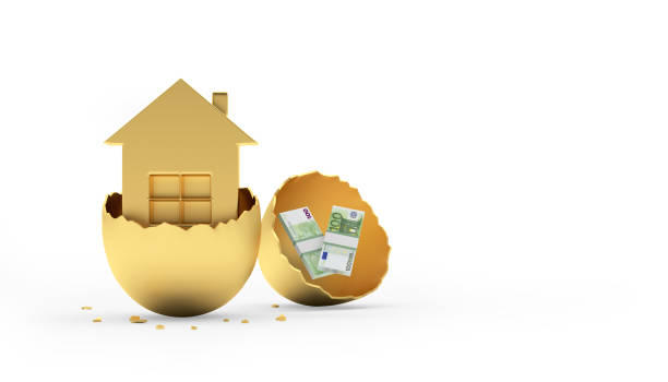istock Golden house in a broken eggshell with euro 1460518213