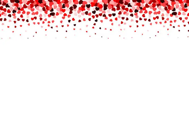 Vector illustration of Red confetti heart border. Background for Valentine's Day or Mother's Day