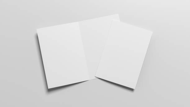 istock Half-folded flyer A4 booklet mock up on white background 1460518336