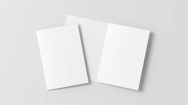 istock Half-folded flyer A4 booklet mock up on white background 1460518571