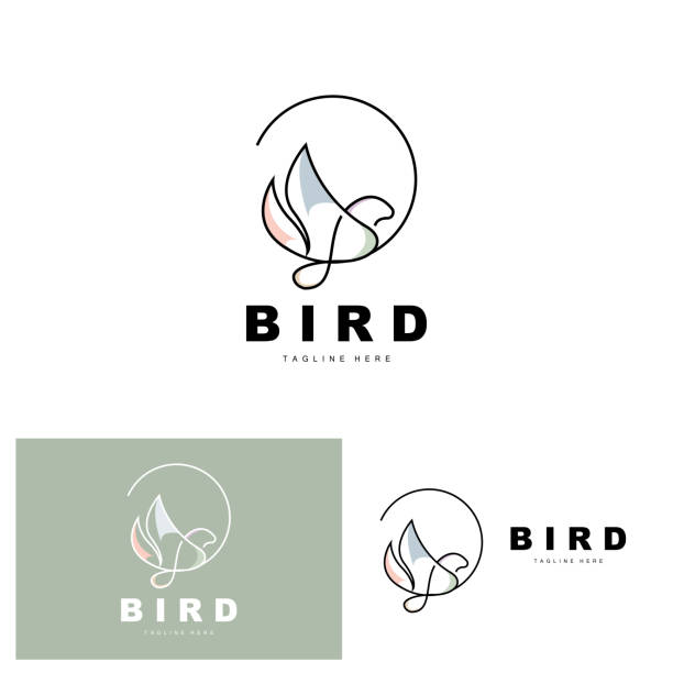 vogel-logo, vogelflügel-vektor, minimalistisches design, für produkt-branding, template-icon-illustration - peacock backgrounds animal bird stock-grafiken, -clipart, -cartoons und -symbole