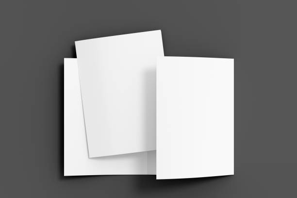 istock Trifold brochure A4 booklet mockup on gray background 1460522081