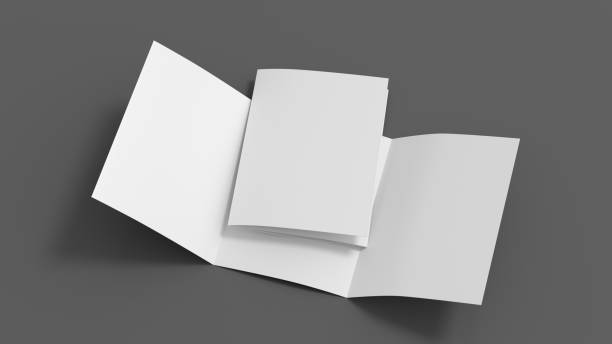 istock Trifold brochure A4 booklet mockup on gray background 1460522215