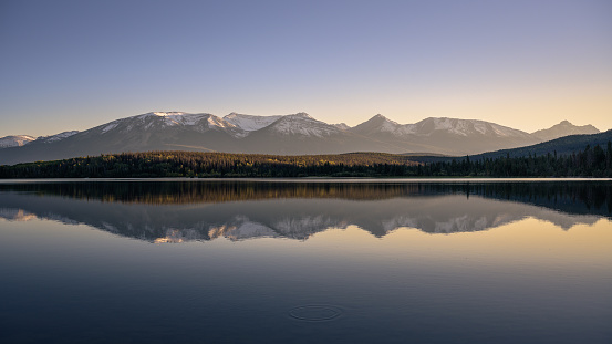 Lake, Summer, Sunrise - Dawn, Swiftcurrent Lake, Dawn