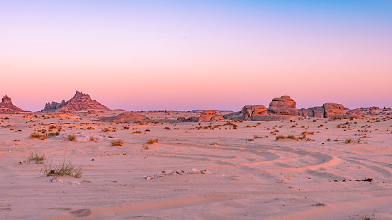 A beautiful desert landscape photographed in Saudi Arabia close to Taima.