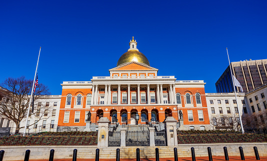 Boston, Massachusetts, USA - January 27, 2023: Massachusetts State House. The State House is the state capitol and seat of government for the Commonwealth of Massachusetts.