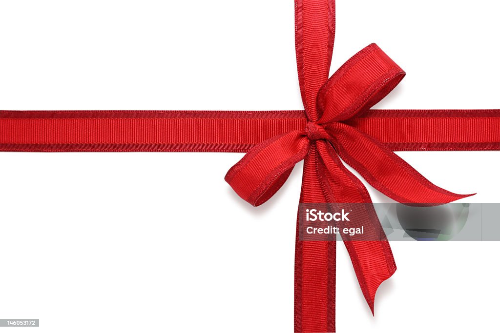 Close-up red bow on a white background Red bow isolated on white background Birthday Stock Photo
