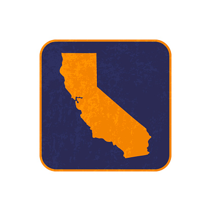 California state map square with grunge texture. Vector illustration.