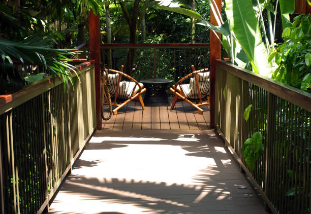 istock Walkway to Tropical Villa Lounge Chairs 1460533495