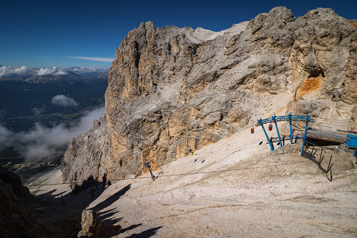 Gondola lift to Forcella Staunies, Monte Cristallo group, Dolomites, Italy