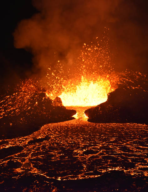 istock View on a volcano eruption, in Iceland 1460536124