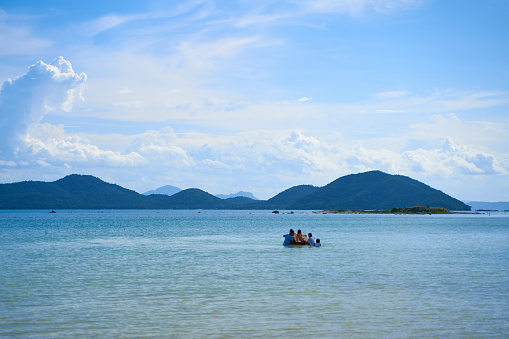 A bay with turquoise sea water on the Thai island of Samui. Thailand, Samui - 10.02.2022